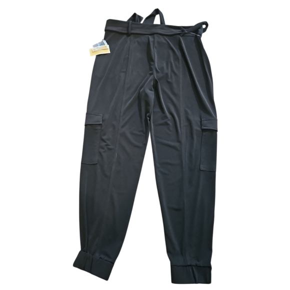 NWT Michael Kors NWT Black Cargo Pants High Waist Relaxed Jogger L - Picture 6 of 12